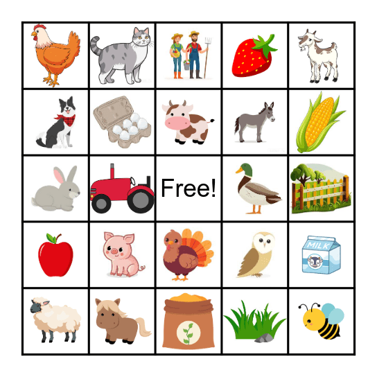 Barnyard Bingo! Bingo Card
