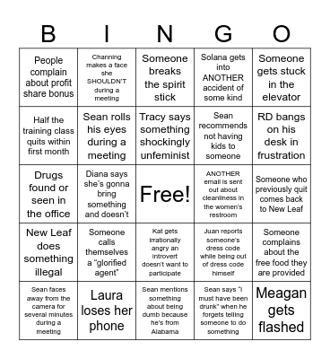 New Leaf 2024 Bingo Card