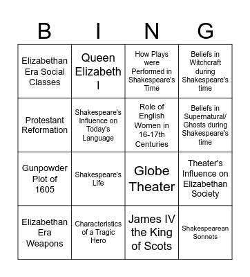 Background of Macbeth Bing Bingo Card