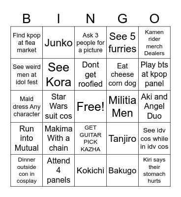 Ichiban Bingo Card