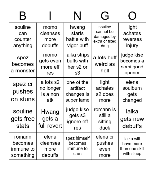 Something Something Balance Patch Bingo Card