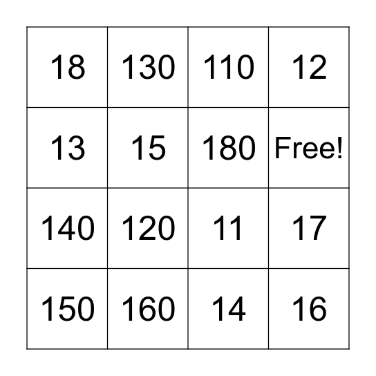 Increasing Place Values using Bridge to 10 Bingo Card