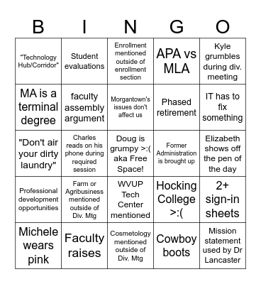 In-Service Week Spring 2024 Bingo Card