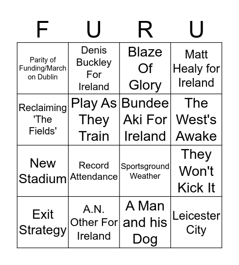 Connacht Rugby - Media Bingo! Bingo Card
