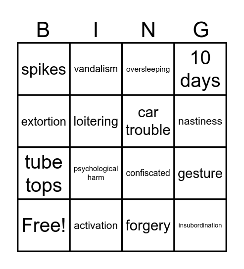 Code of Conduct Bingo Bango! Bingo Card