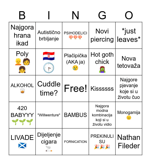 Šnsnsingo Bingo Card
