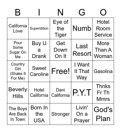 Boys Bingo #2 Bingo Card