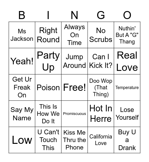 Cyn's Birthday Bingo Bash 90's-00's Bingo Card