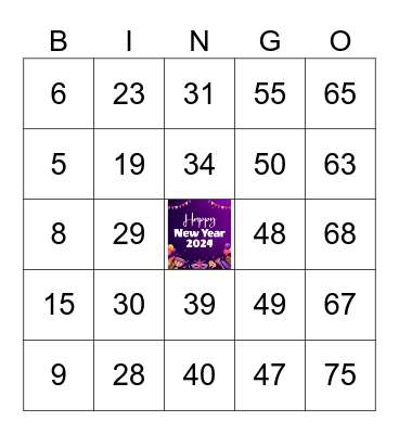 NEW YEAR SAME GAME Bingo Card