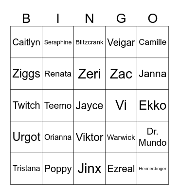 Arcane season 2 character bingo Card