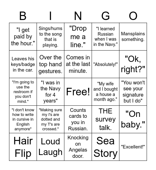 JOEL HEURING Bingo Card