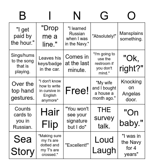 JOEL HEURING Bingo Card