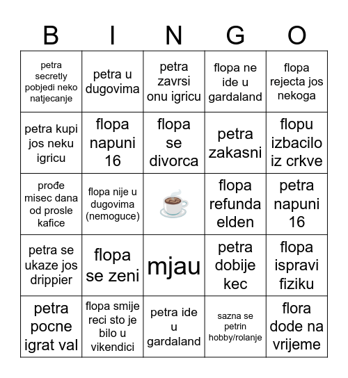 iduca kafica Bingo Card