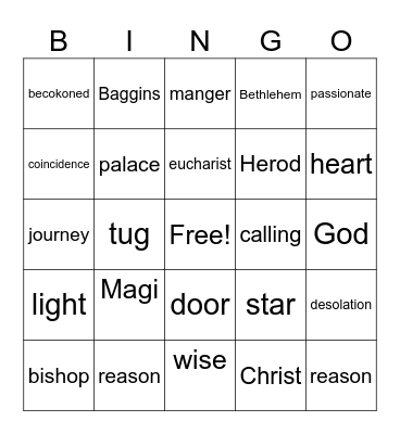 Epiphany Bingo Card
