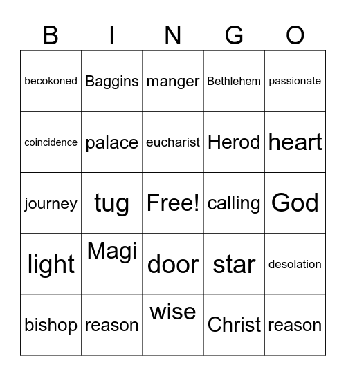 Epiphany Bingo Card