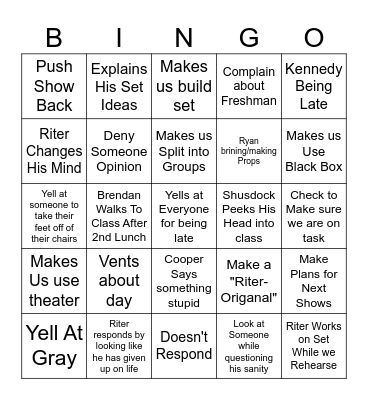 Mr. Riter Bingo Card