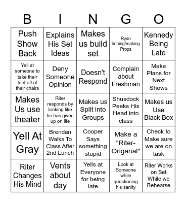 Mr. Riter Bingo Card
