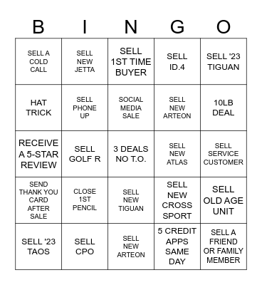 SALES BINGO Card
