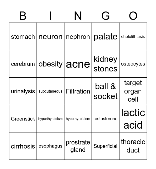 Health Science I Review #1 Bingo Card