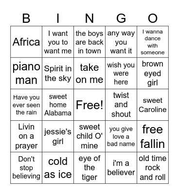 Music BINGO Card