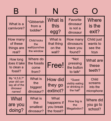 Paleo-Prep Lab Window Bingo Card