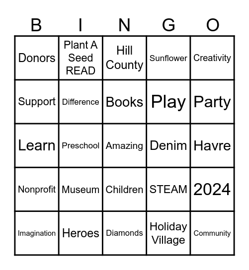 Denim and Diamonds Gala Bingo Card