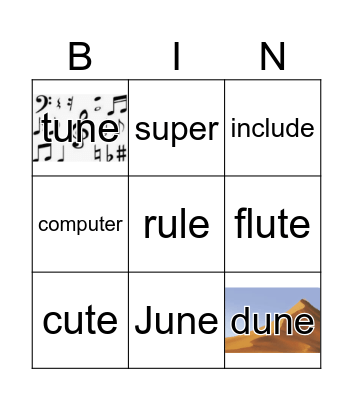 GR2 u_e words Bingo Card