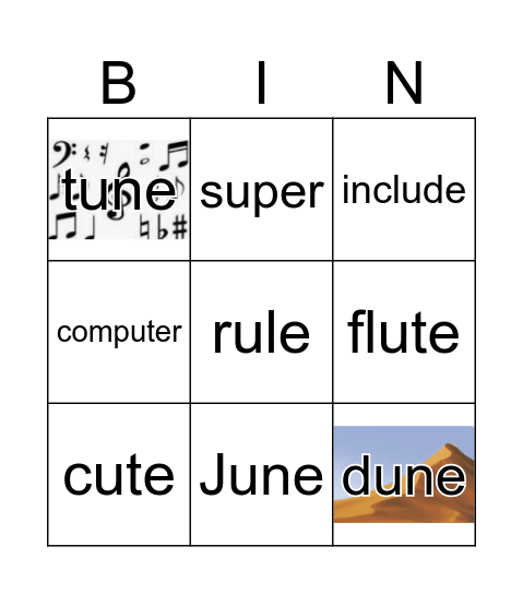 GR2 u_e words Bingo Card