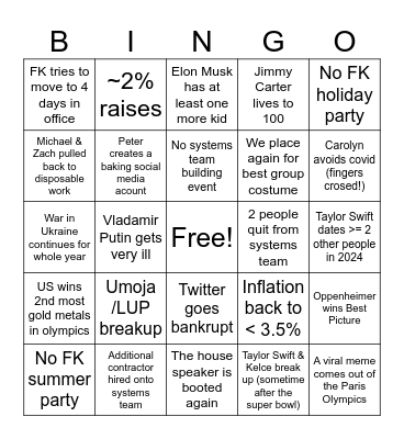 Carolyn's 2024 Bingo Card