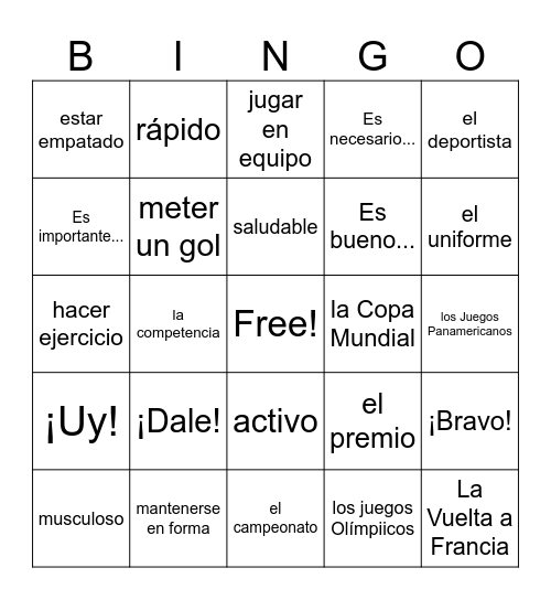 Unidad 2.1 Avancemos 2 Bingo Card