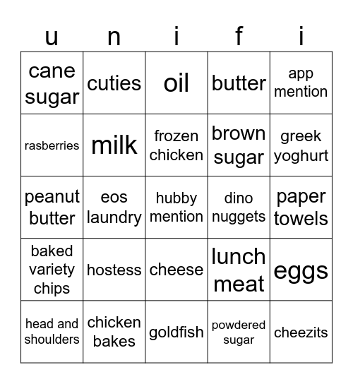 one unified bingo card Bingo Card