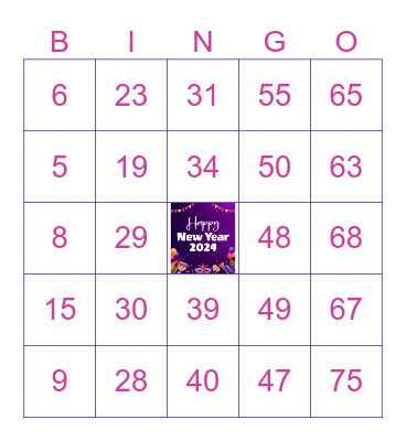 NEW YEAR SAME GAME Bingo Card