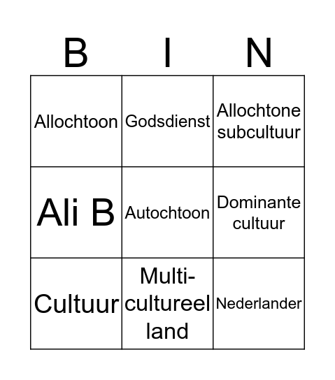 Culturen Bingo Card