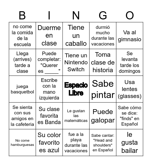 BINGO HUMANO Bingo Card