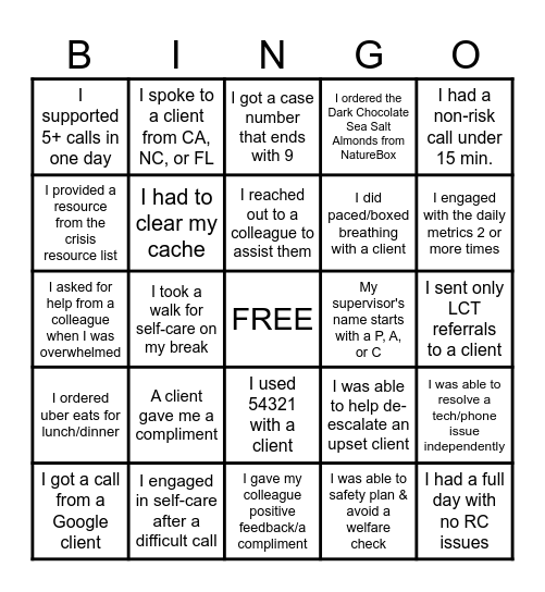 Lyra Bingo Card