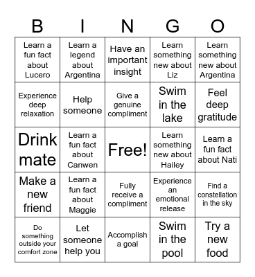 Sundara Retreat Bingo Card