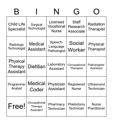 Allied Health Bingo Card