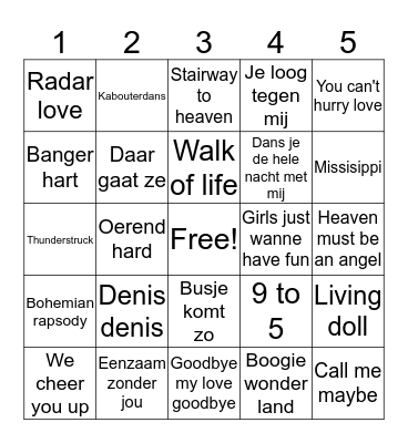 Swingo V.V. Prinsenland Bingo Card