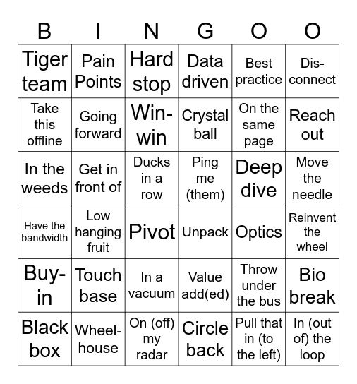 Blue Bingo Card