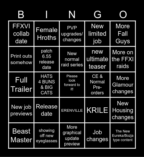 Japan Fan Fest Keynote 2024 Bingo Card