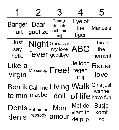 Swingo V.V. Prinsenlan Bingo Card