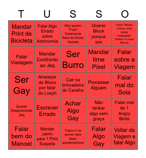 Bingo do Tusso Bingo Card
