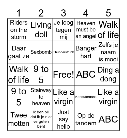 Swingo V.V. Prinsenland Bingo Card