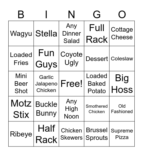 Backroads Bingo Card