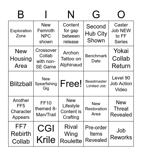 FunFest Bingo Card