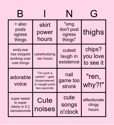 Emily Bingo Card