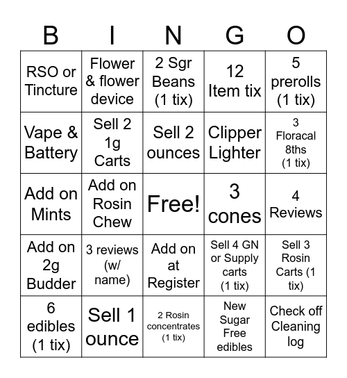 Sunnyside Bingo Card