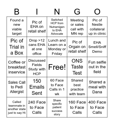 Cycle 1 Bingo Card
