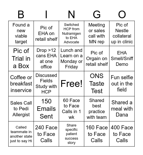 Cycle 1 Bingo Card