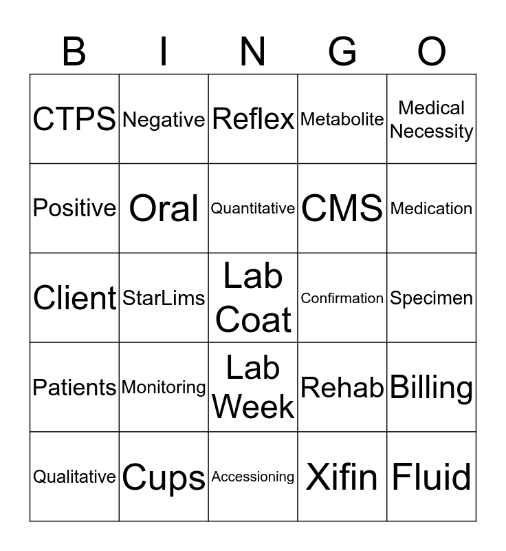 ALERE LAB WEEK BINGO Card